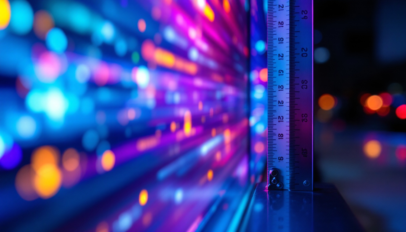 A photograph of a close-up shot of a tv screen displaying vibrant led visuals