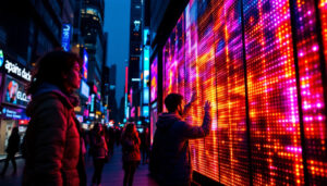 A photograph of capture a photograph of a vibrant led display in action