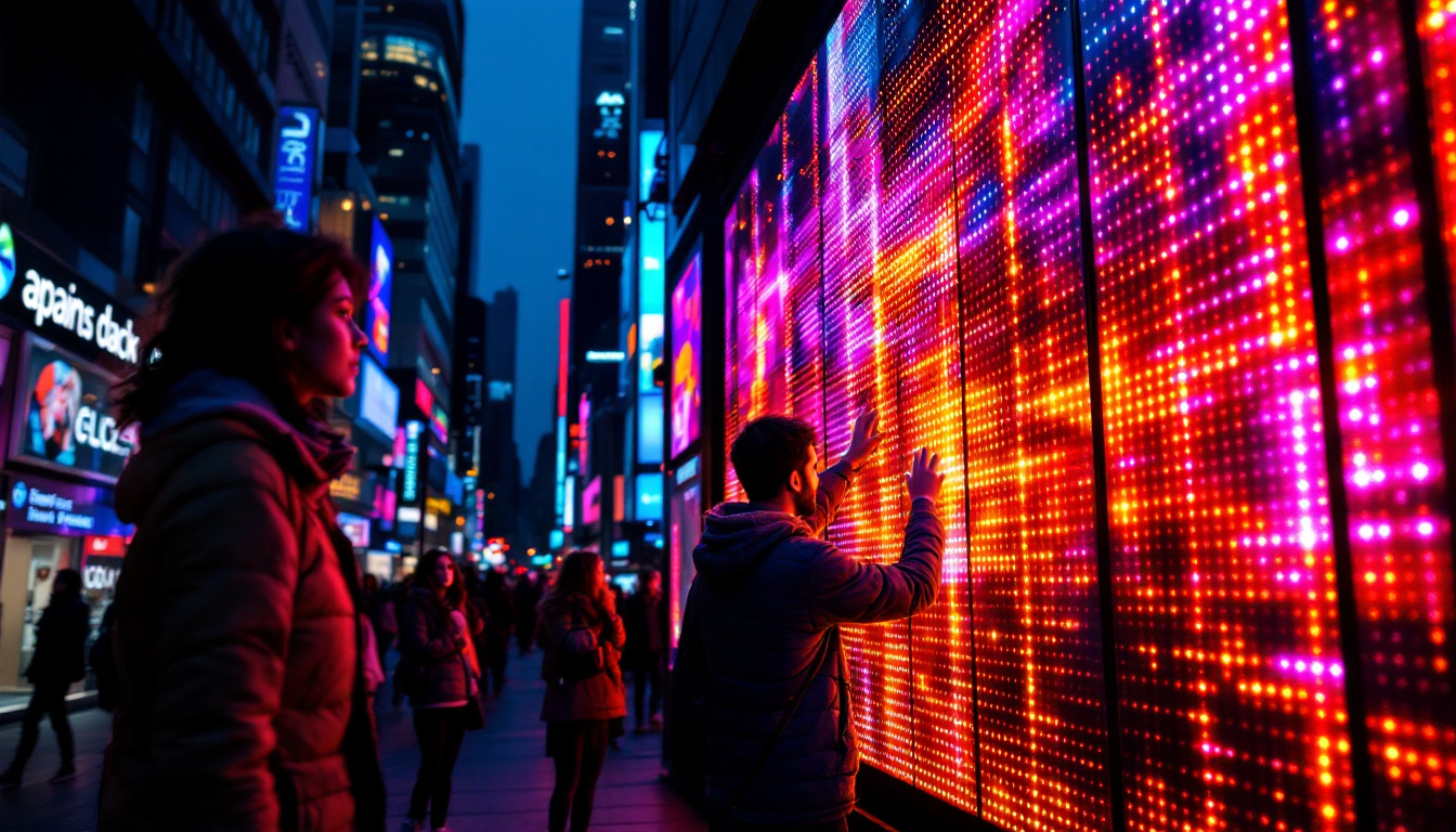 A photograph of capture a photograph of a vibrant led display in action