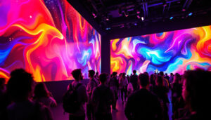 A photograph of a vibrant led wall display in action at an event