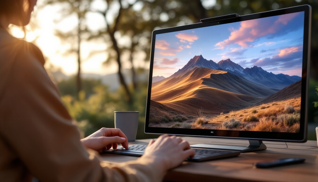 A photograph of a sleek and modern portable 4k led screen in an outdoor setting