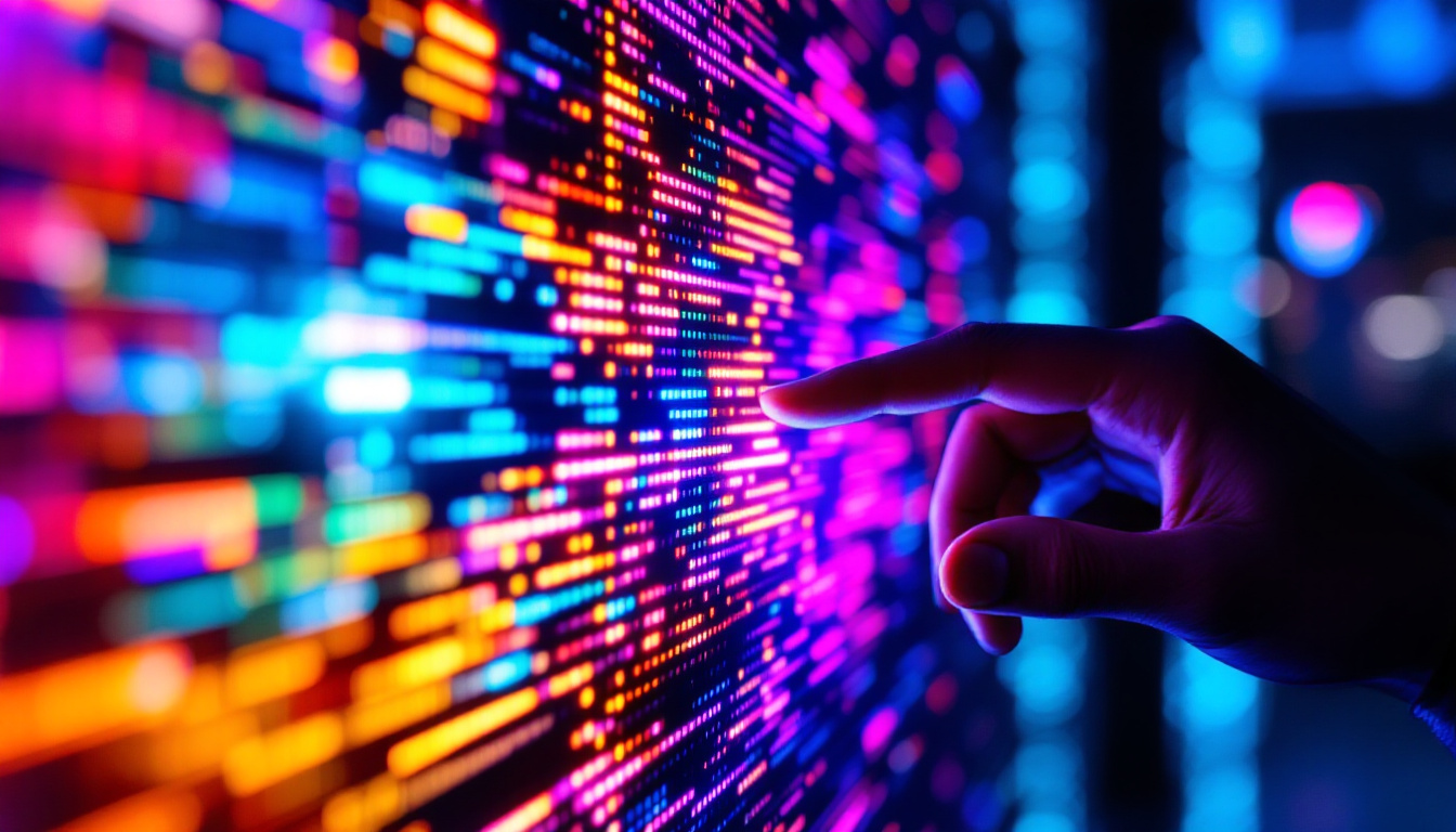 A photograph of a close-up view of a microled display showcasing its vibrant colors and intricate pixel structure