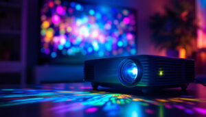 A photograph of a vibrant led projector in action