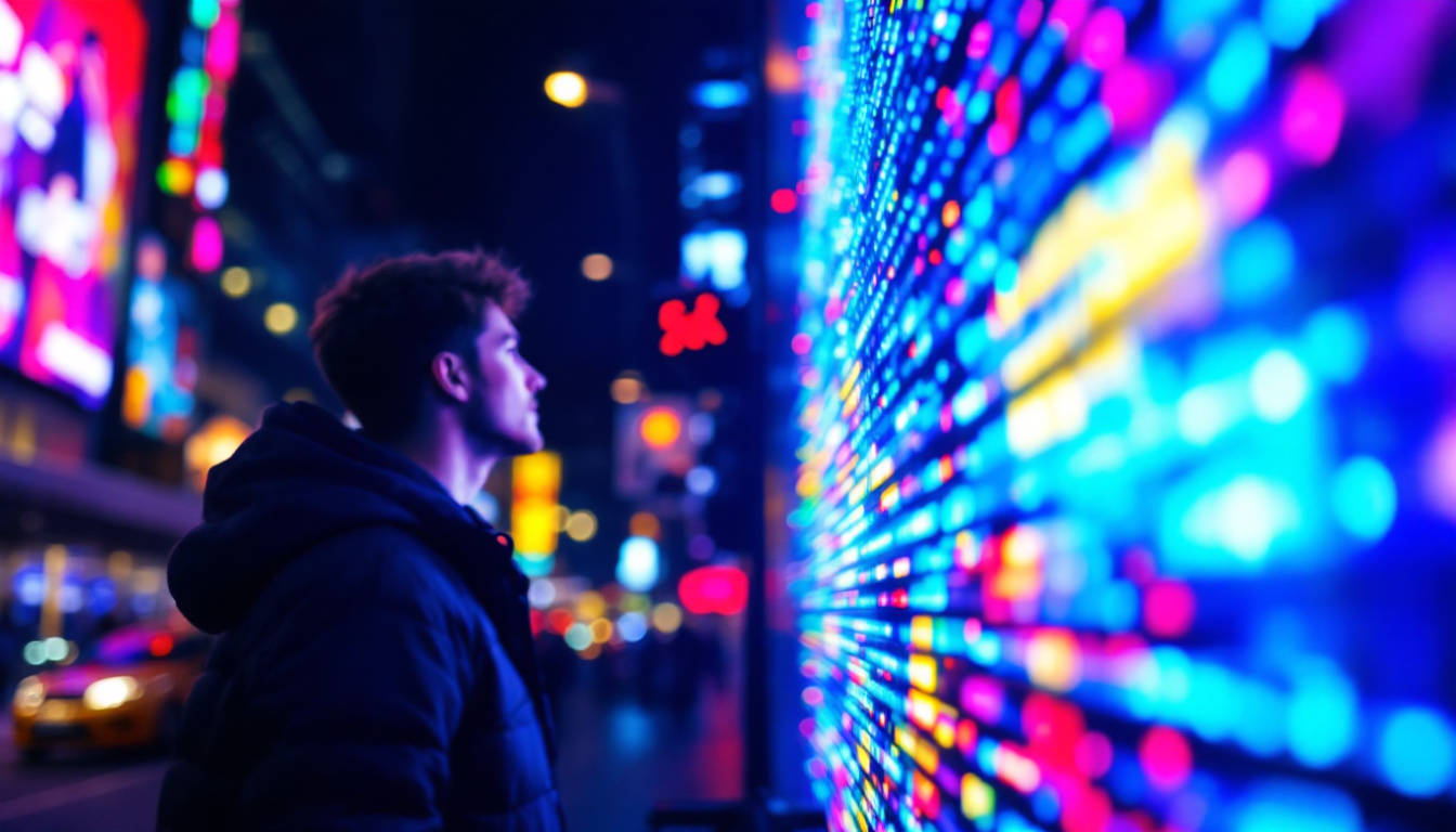 A photograph of a vibrant led display in action
