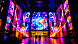 A photograph of the vibrant led display at standish hall