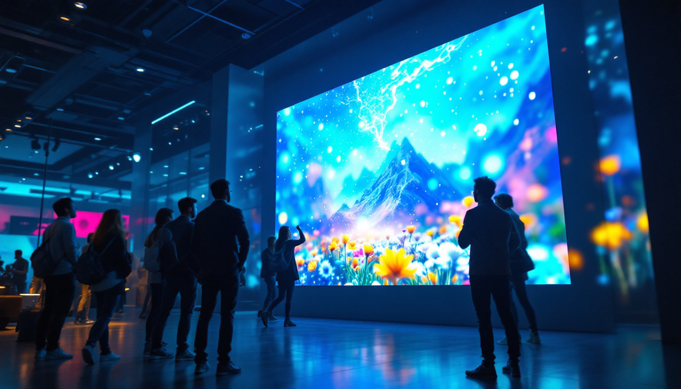 A photograph of capture a photograph of a vibrant led display in a dynamic setting