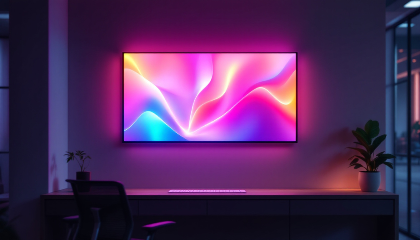 A photograph of a vibrant edge display in a modern setting