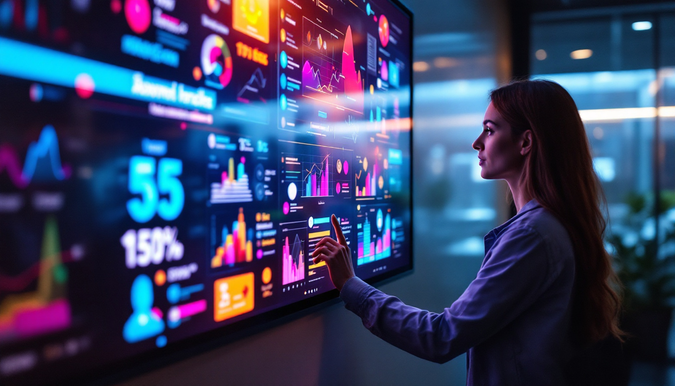 A photograph of a vibrant touch screen board in use