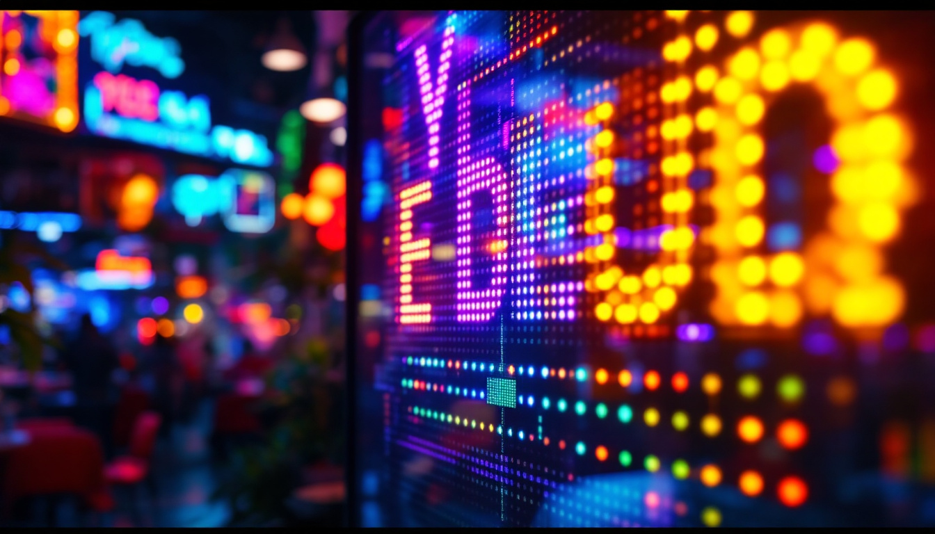 A photograph of a vibrant customizable led sign in a dynamic setting