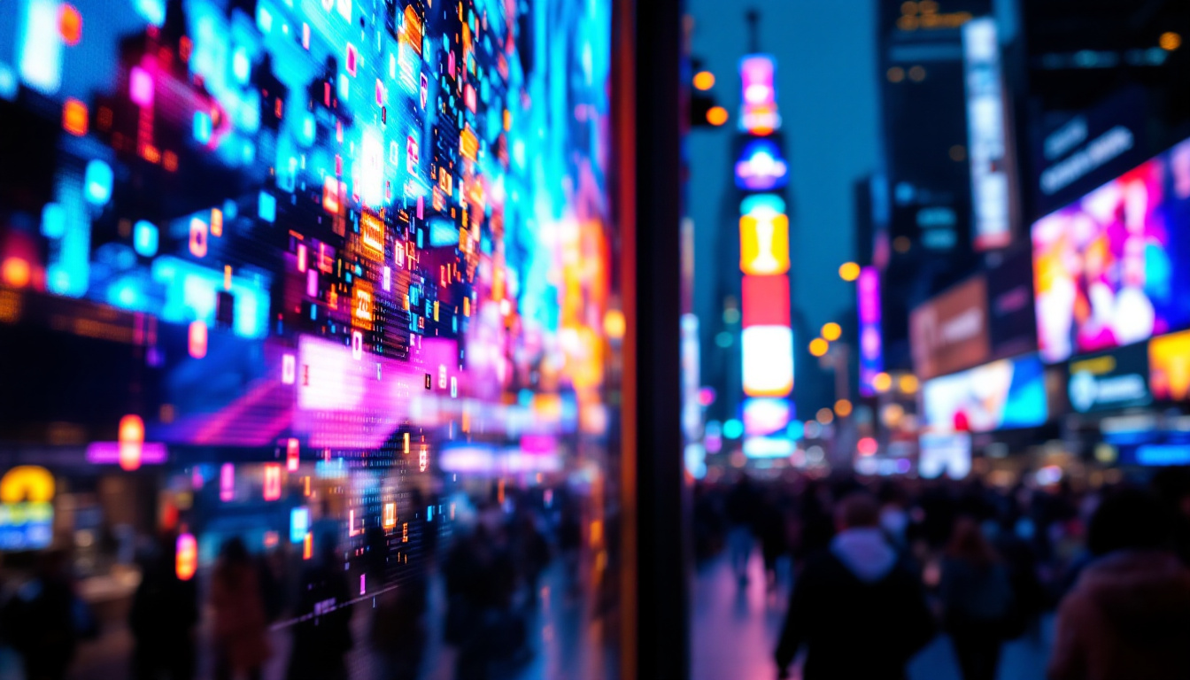 A photograph of a vibrant led display in action