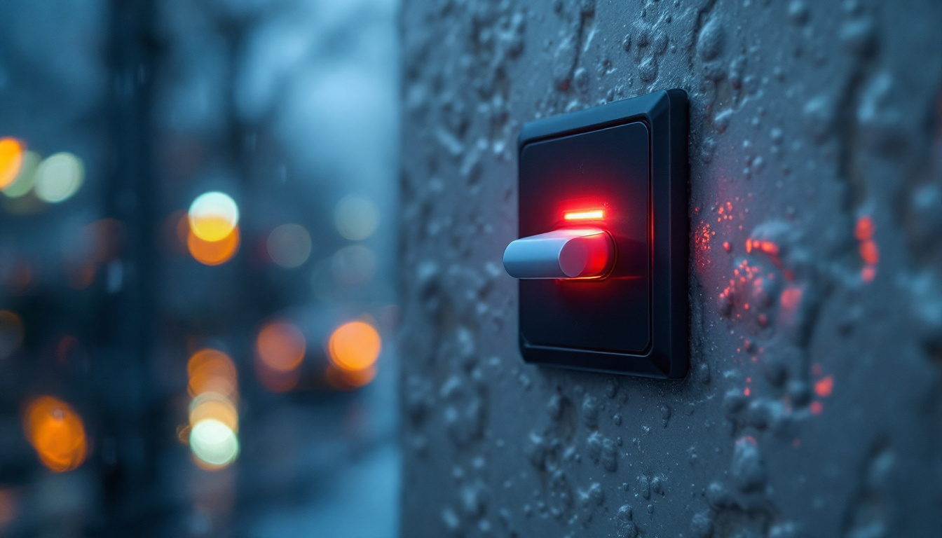 A photograph of capture a photograph of a weatherproof toggle switch with an illuminated led display