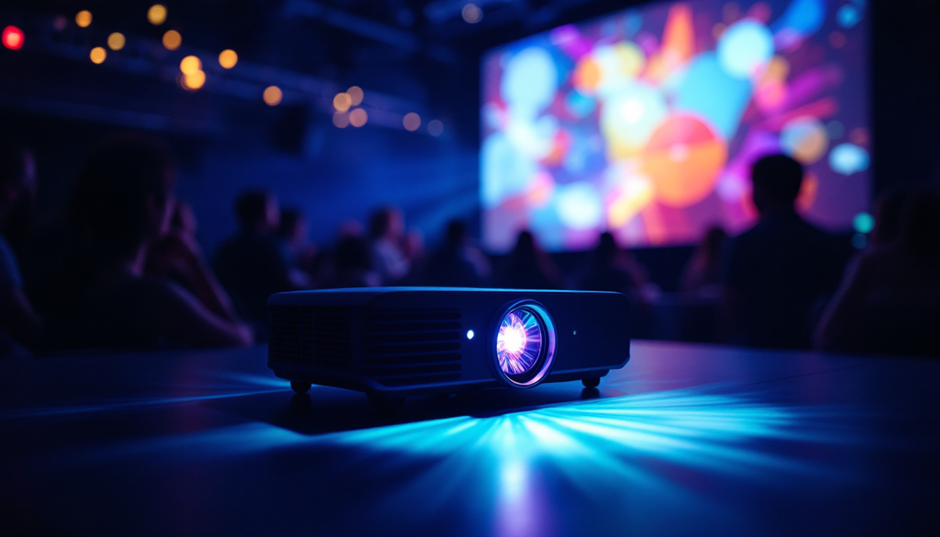 A photograph of a vibrant led projector in action at an event