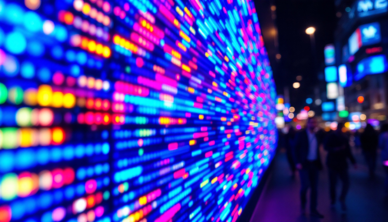 A photograph of a vibrant led display in action