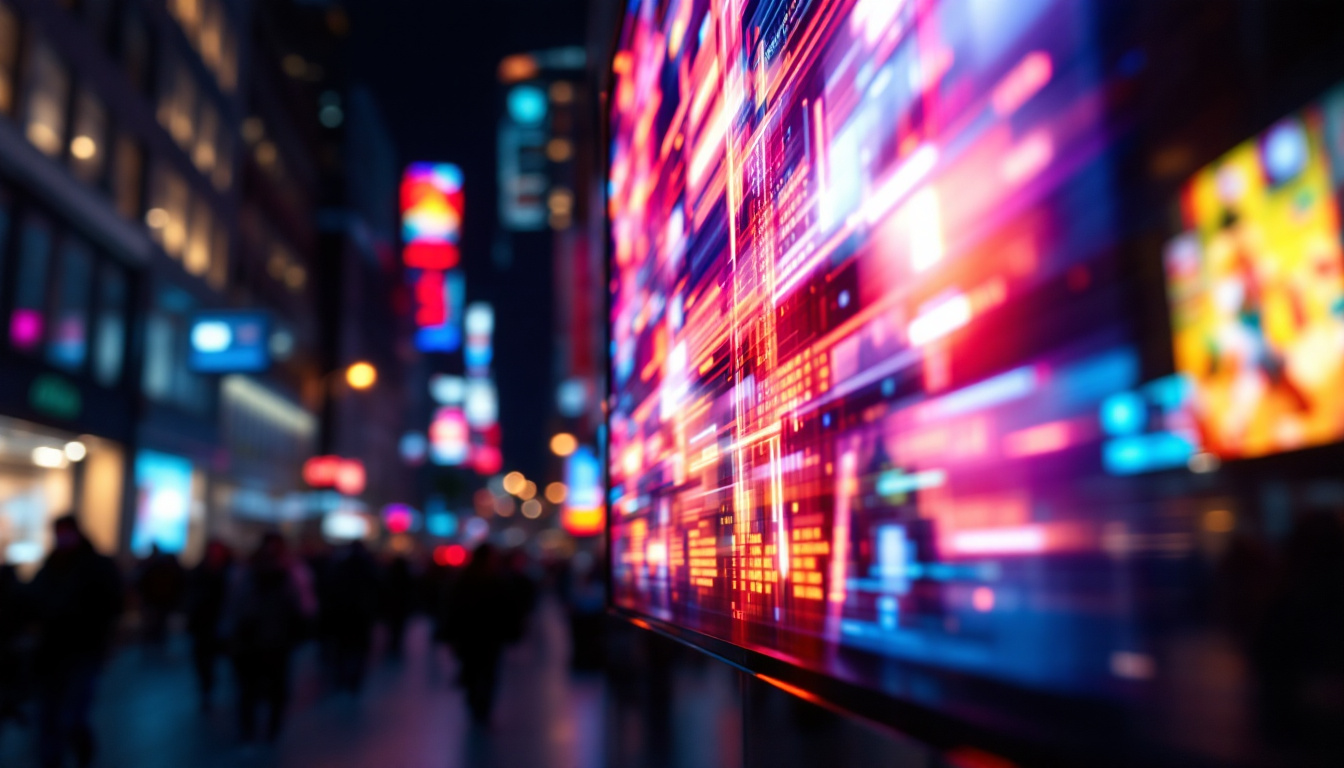 A photograph of a vibrant led display in action