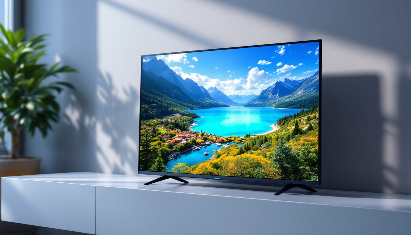 A photograph of capture a photograph of a sleek 5k video player prominently displaying vibrant