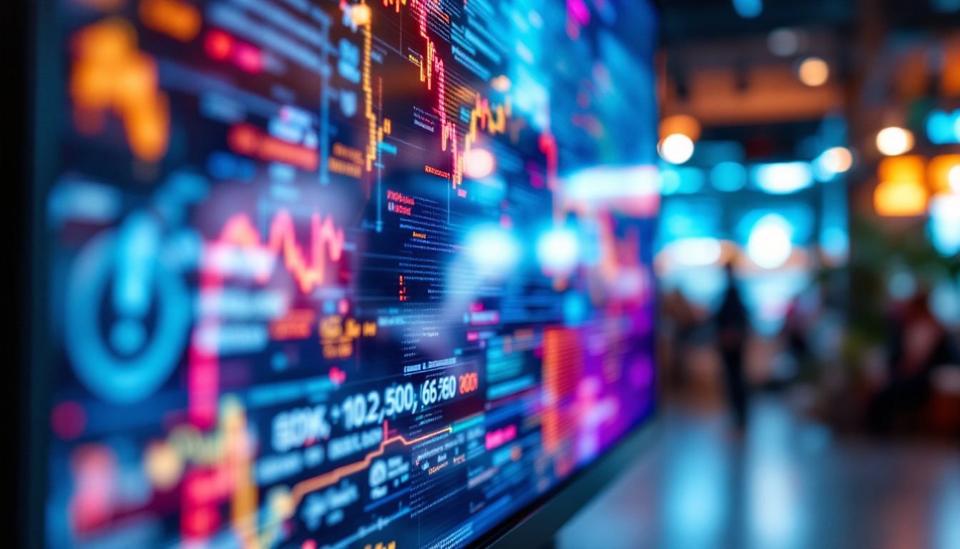 A photograph of a close-up shot of a vibrant led display in a well-lit environment