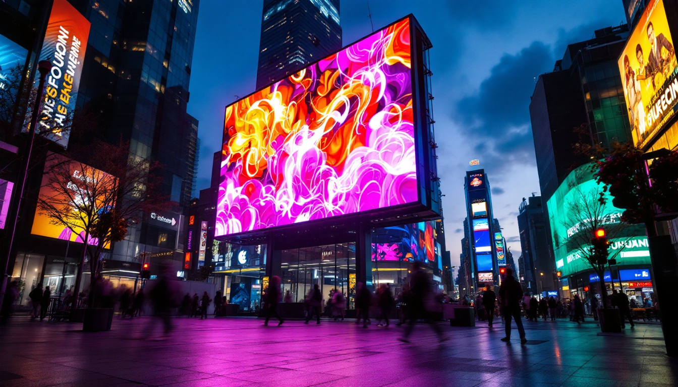 A photograph of a vibrant led display in action