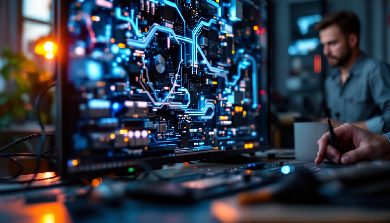 A photograph of a skilled technician repairing a plasma tv