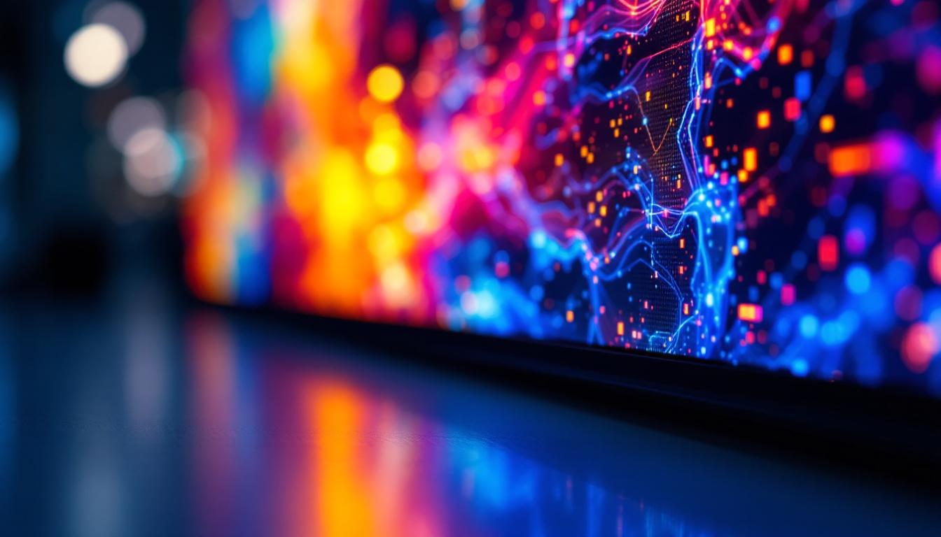 A photograph of a high-resolution led display showcasing vibrant colors and detailed graphics