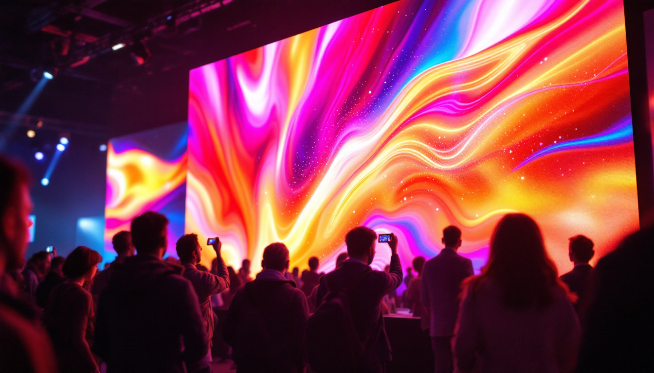 A photograph of a vibrant led display in use at an event