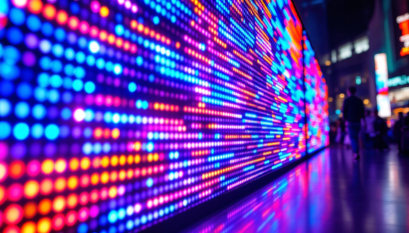 A photograph of a vibrant led display in action