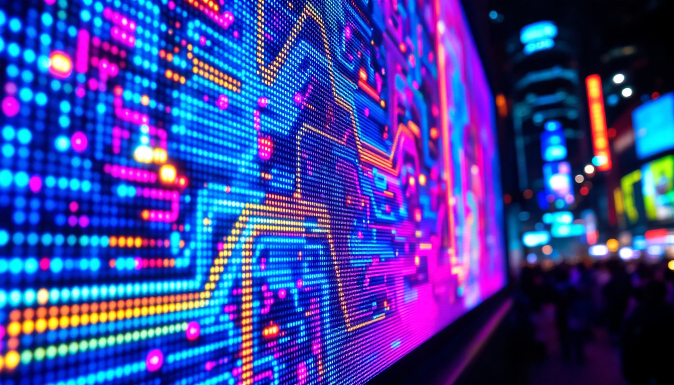 A photograph of a vibrant led display in action