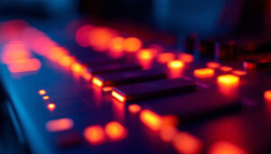A photograph of capture a photograph of a close-up view of a computer monitor's control buttons