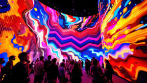 A photograph of a vibrant led display in action at cedia 2023