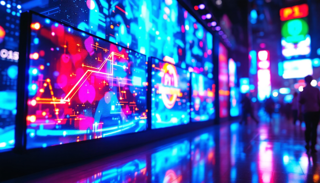 A photograph of a vibrant led display in action