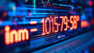 A photograph of a close-up of an led display showcasing a detailed measurement conversion from inches to millimeters