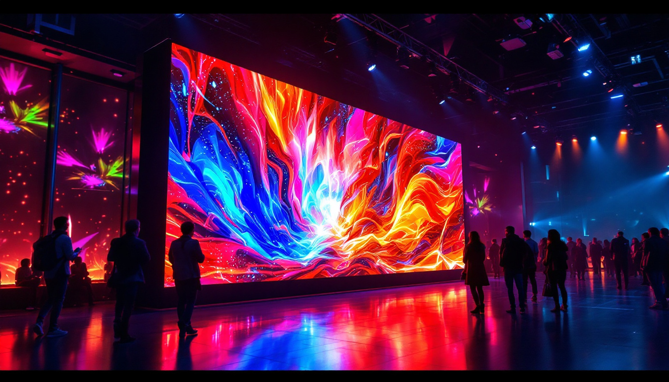 A photograph of a vibrant led display in action