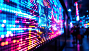 A photograph of capture a photograph of a vibrant led display in action