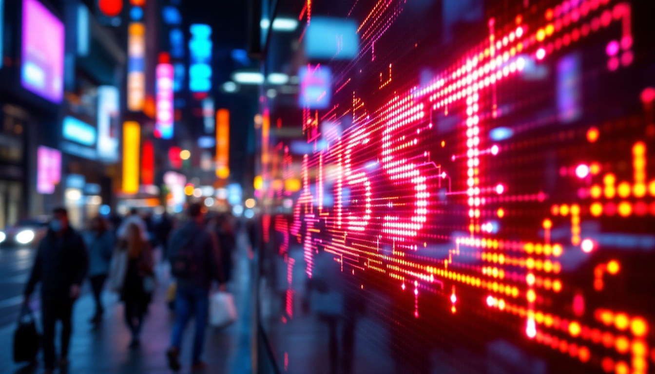 A photograph of a vibrant led display board in use