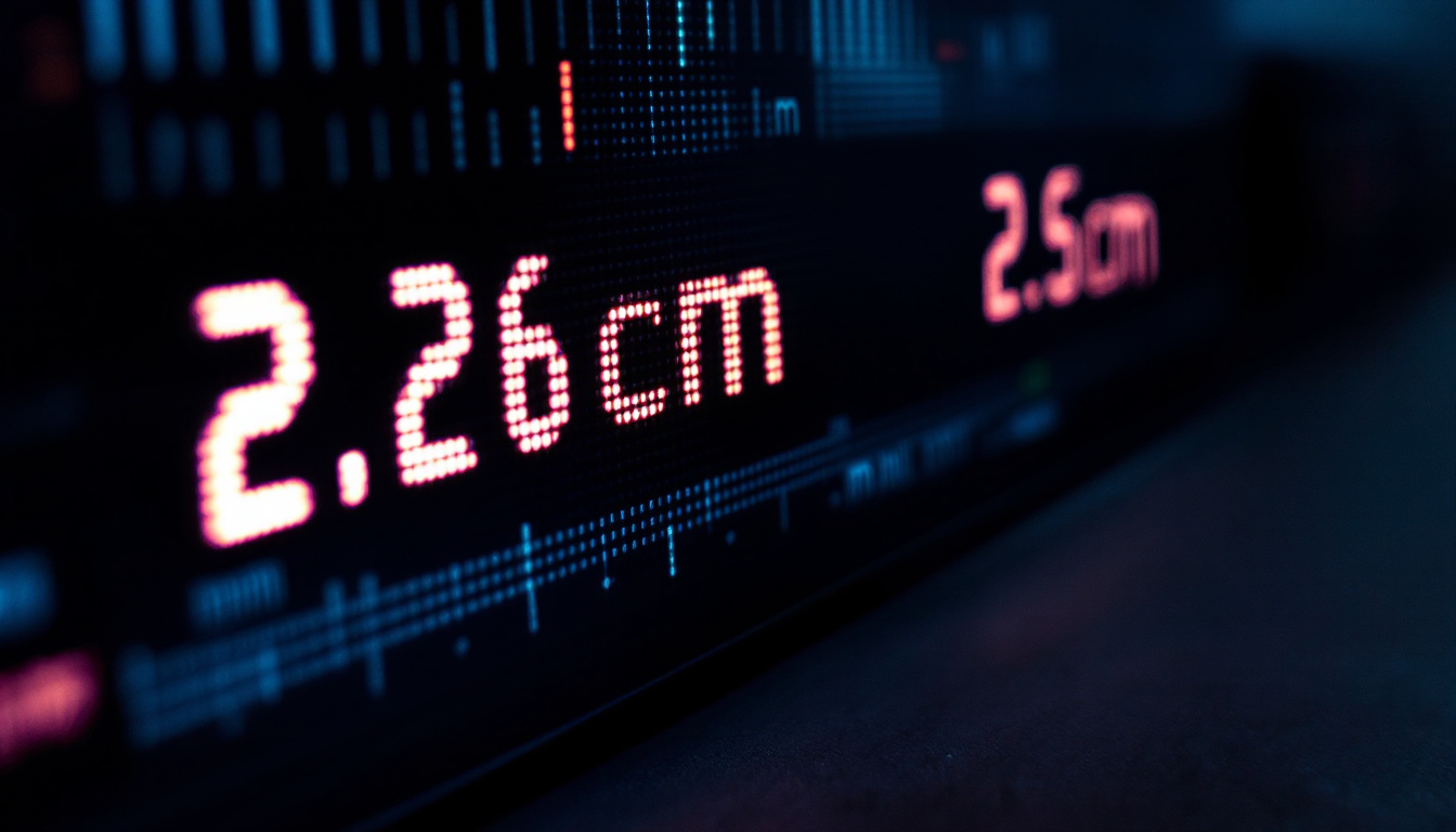 A photograph of capture a photograph of a close-up led display featuring a measurement conversion graphic