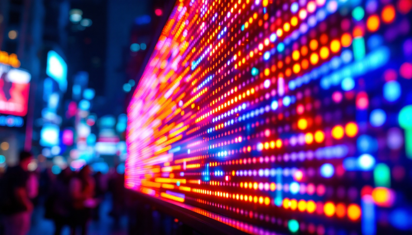A photograph of a vibrant led display in action