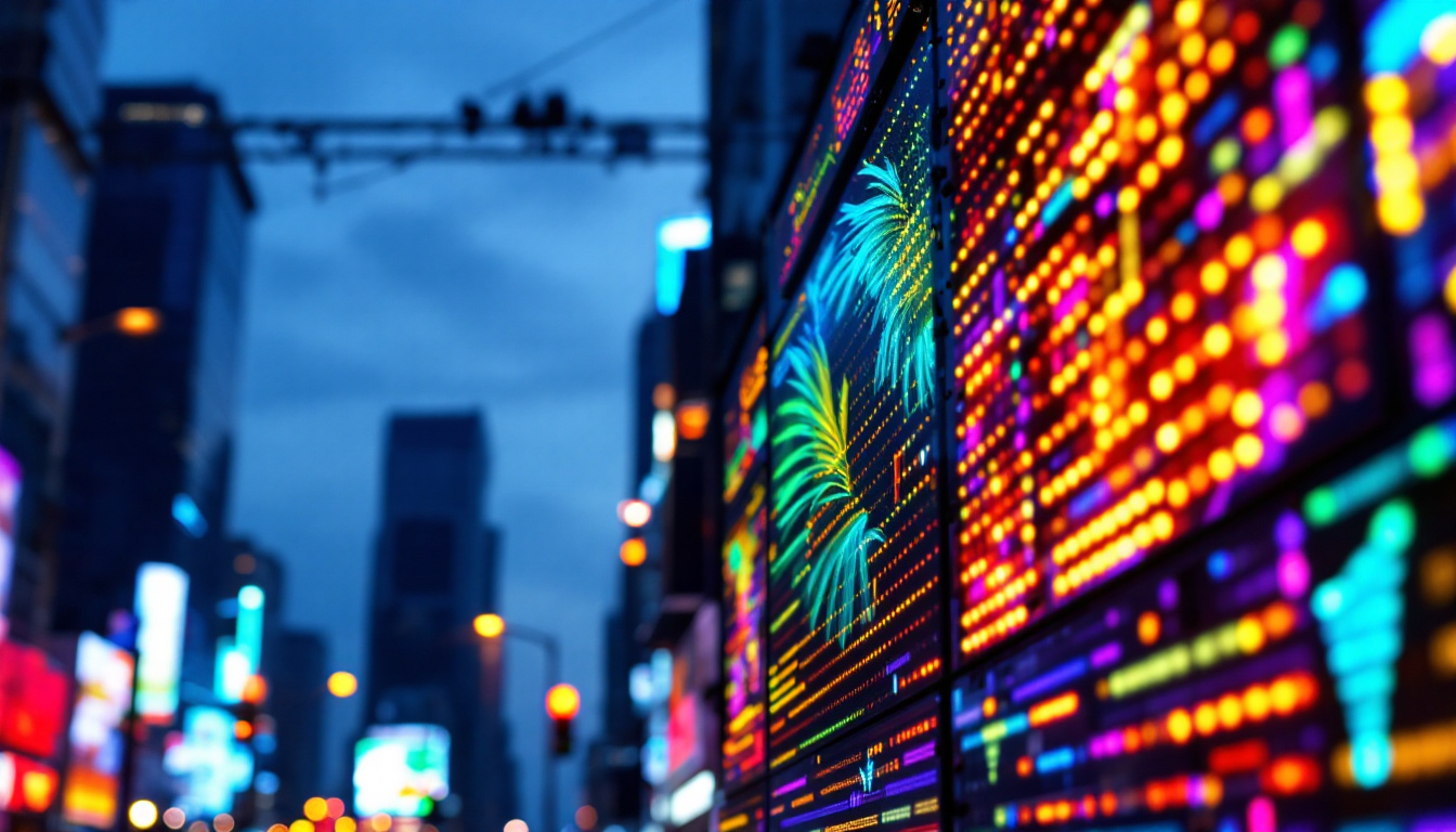 A photograph of a vibrant led display in action