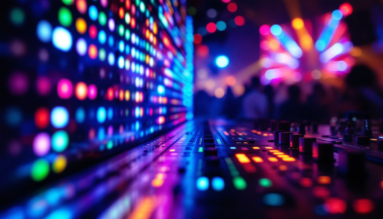 A photograph of a vibrant led display in action at a lively party