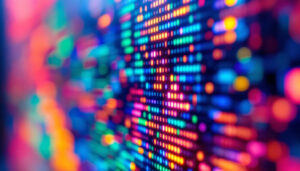 A photograph of a close-up shot of an led display showcasing vibrant colors and intricate details