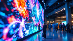 A photograph of a vibrant indoor led display in use