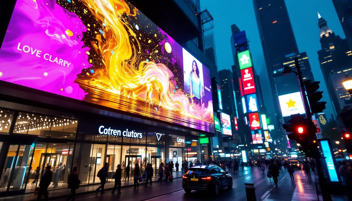 A photograph of capture a photograph of a vibrant outdoor led display screen in action