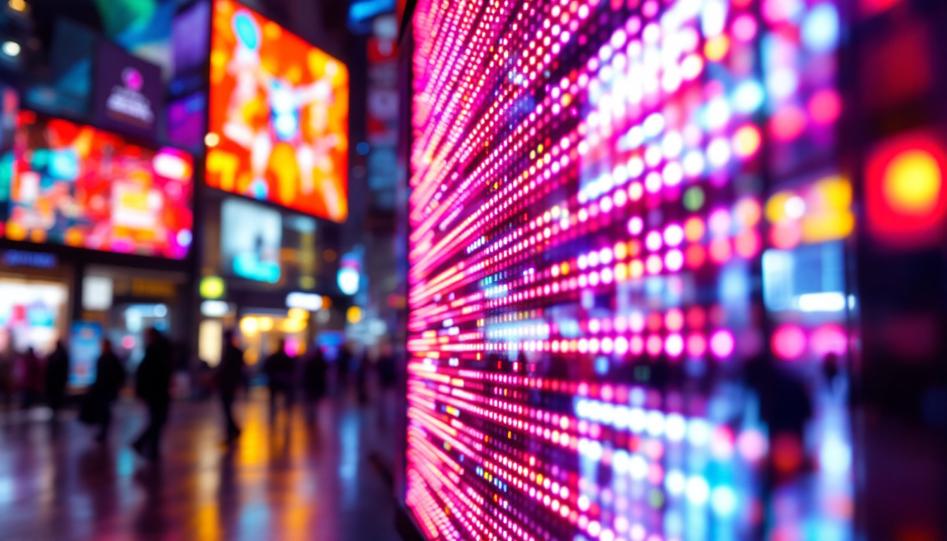 A photograph of capture a photograph of a vibrant led display in action