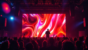 A photograph of a vibrant led screen in action at an event