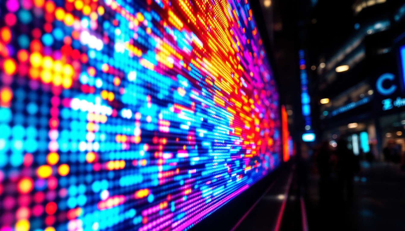 A photograph of a vibrant led display in action