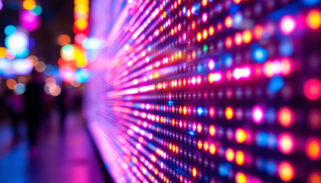 A photograph of capture a photograph of a vibrant led display showcasing dynamic visuals