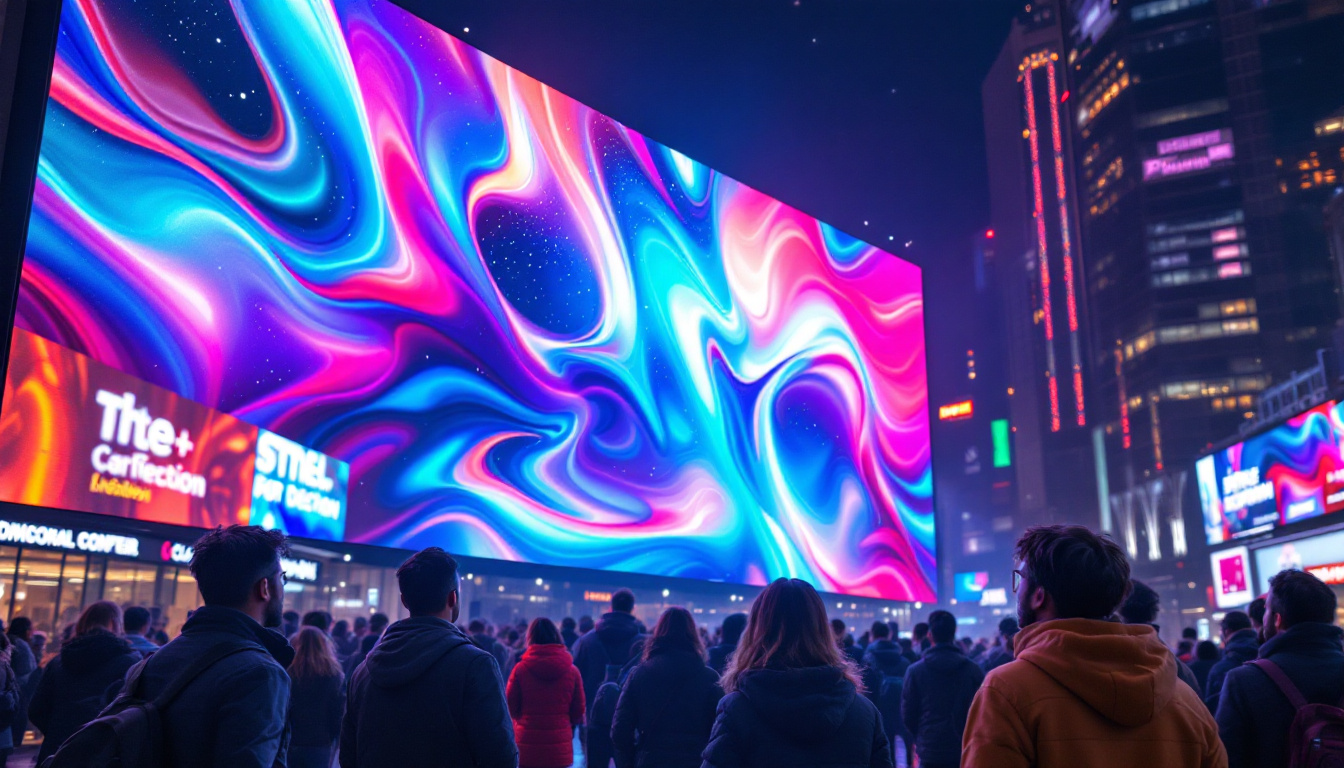 A photograph of a vibrant led display in action
