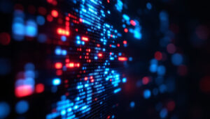 A photograph of a close-up view of a malfunctioning led screen