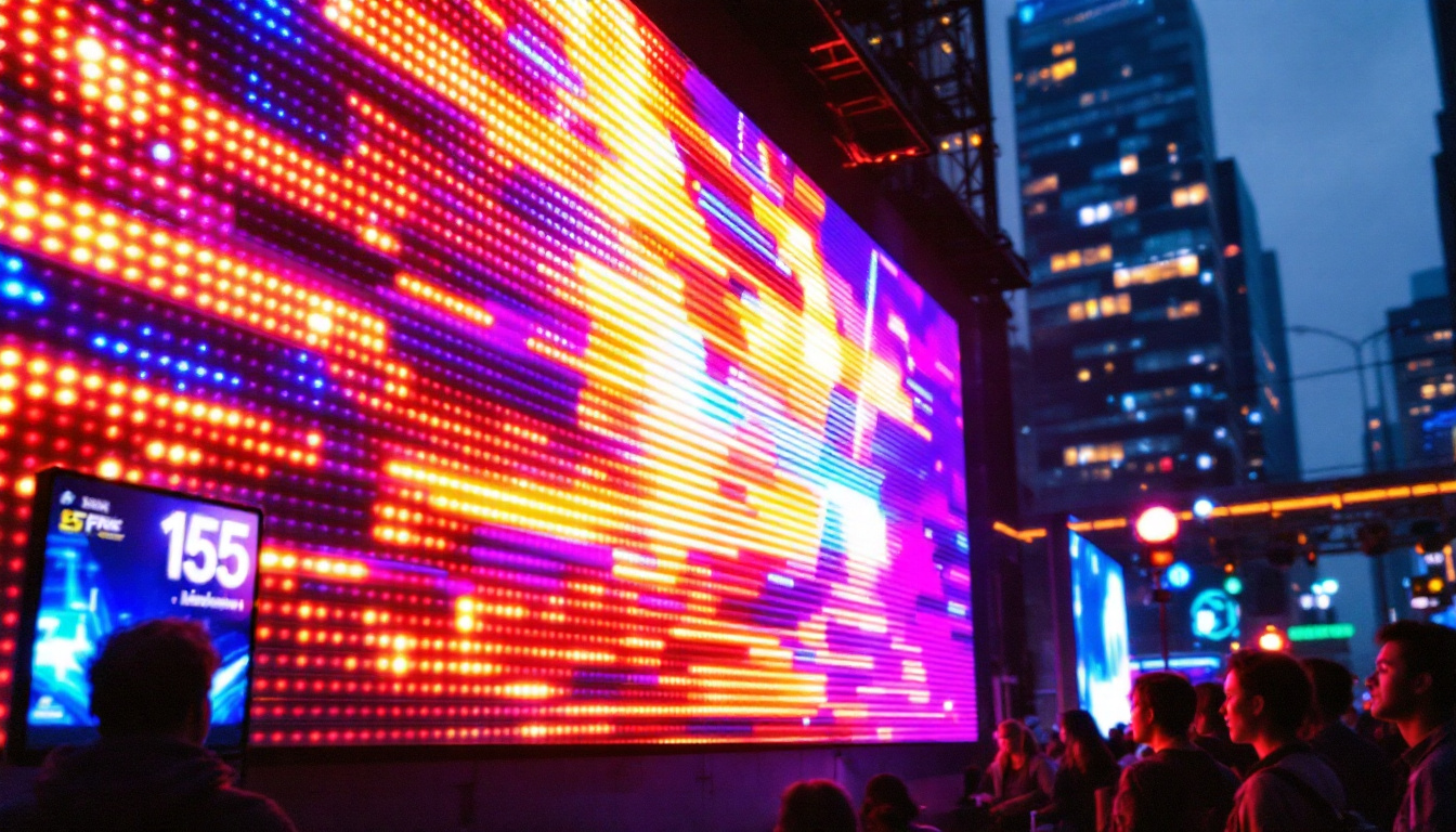 A photograph of a vibrant led display in action
