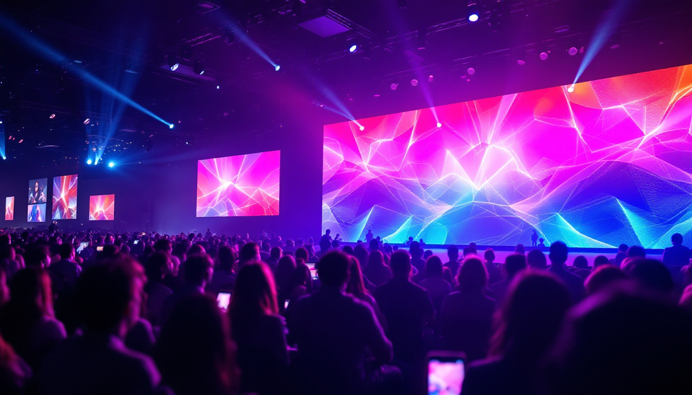 A photograph of a vibrant led display in action at an event