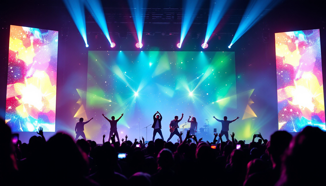 A photograph of a vibrant led screen in action during a live stage event