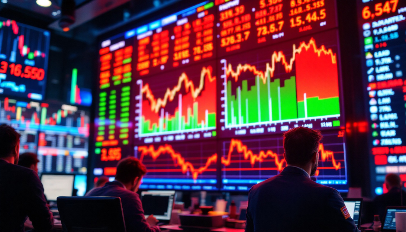 A photograph of a vibrant stock market led display in action